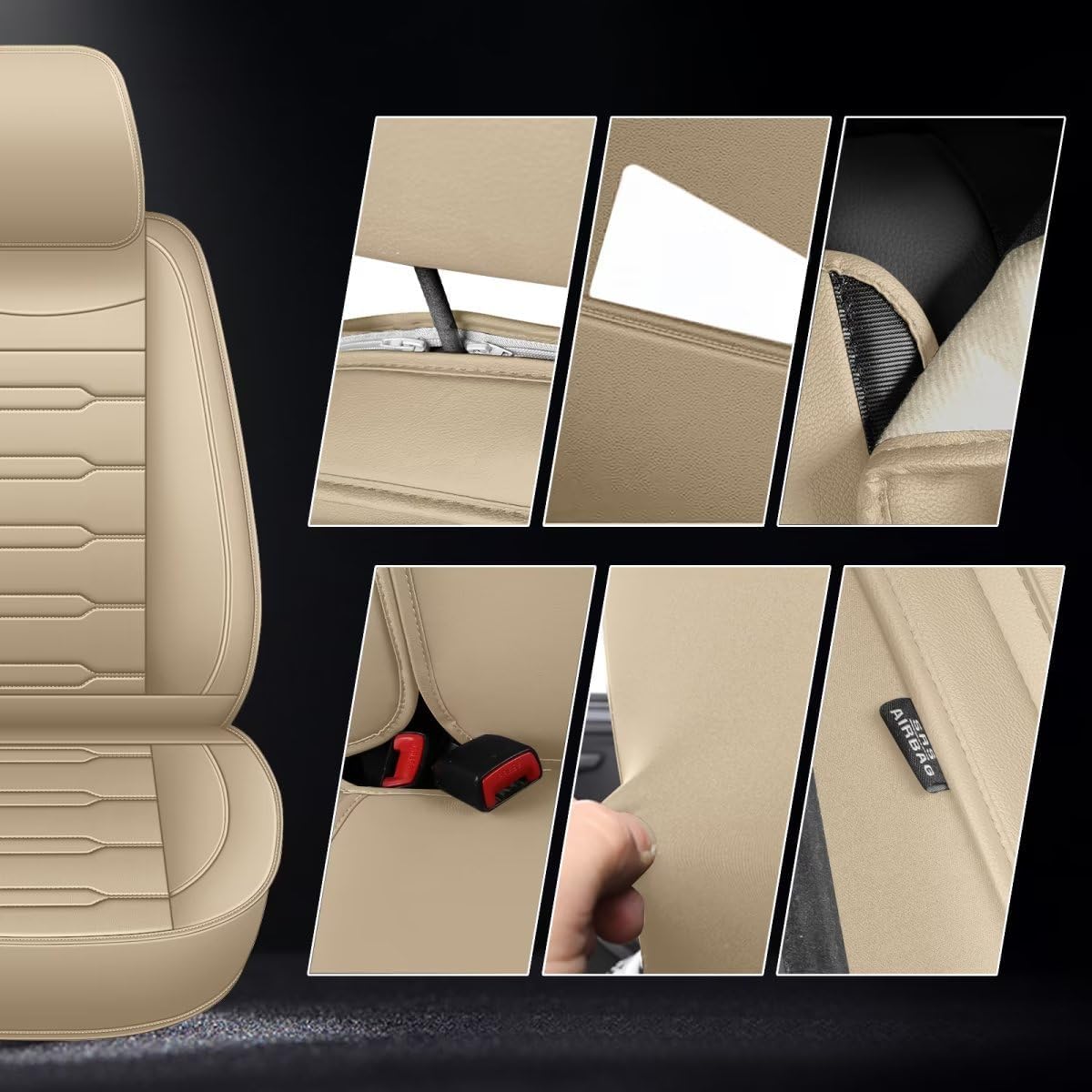 AOMSAZTO Funda de asiento de coche para Nissan Kicks 2018 2019 2020 2021 2022 2023 juego completo de 5 asientos de cuero protector de cojín de