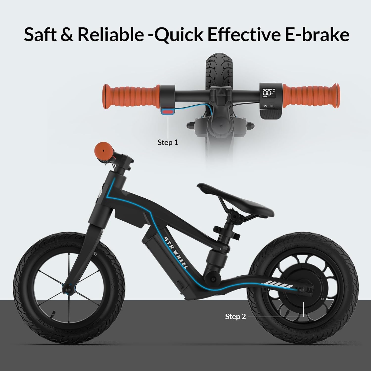 5TH WHEEL K8 Bicicleta eléctrica para niños, bicicleta de equilibrio eléctrica de 250 W de 3 a 5 años de edad, motocicleta eléctrica para niños con