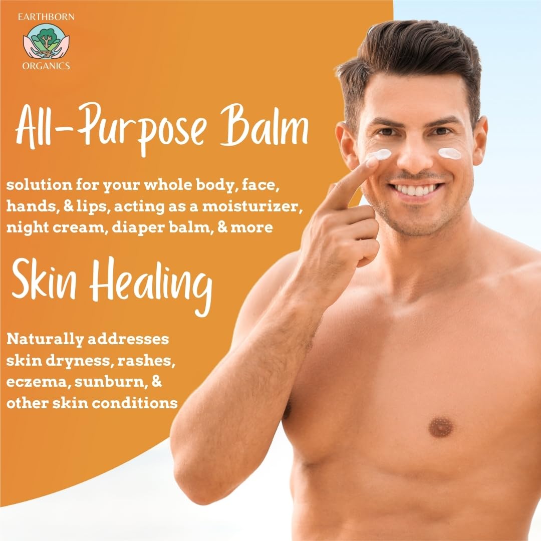 Earthborn Organics Just Tallow – Bálsamo batido 100% alimentado con pasto con pasto para el cuidado de la piel, hidratante de cuerpo completo y cara