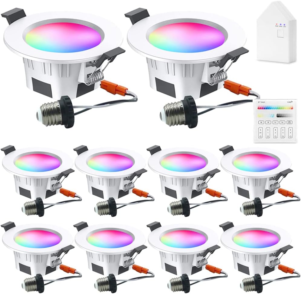 Sumaote – Kit de luces descendentes LED de 5W, inalámbricas, con control por Bluetooth, empotrables, RGBWC, 5 en 1, para iluminación de techo,