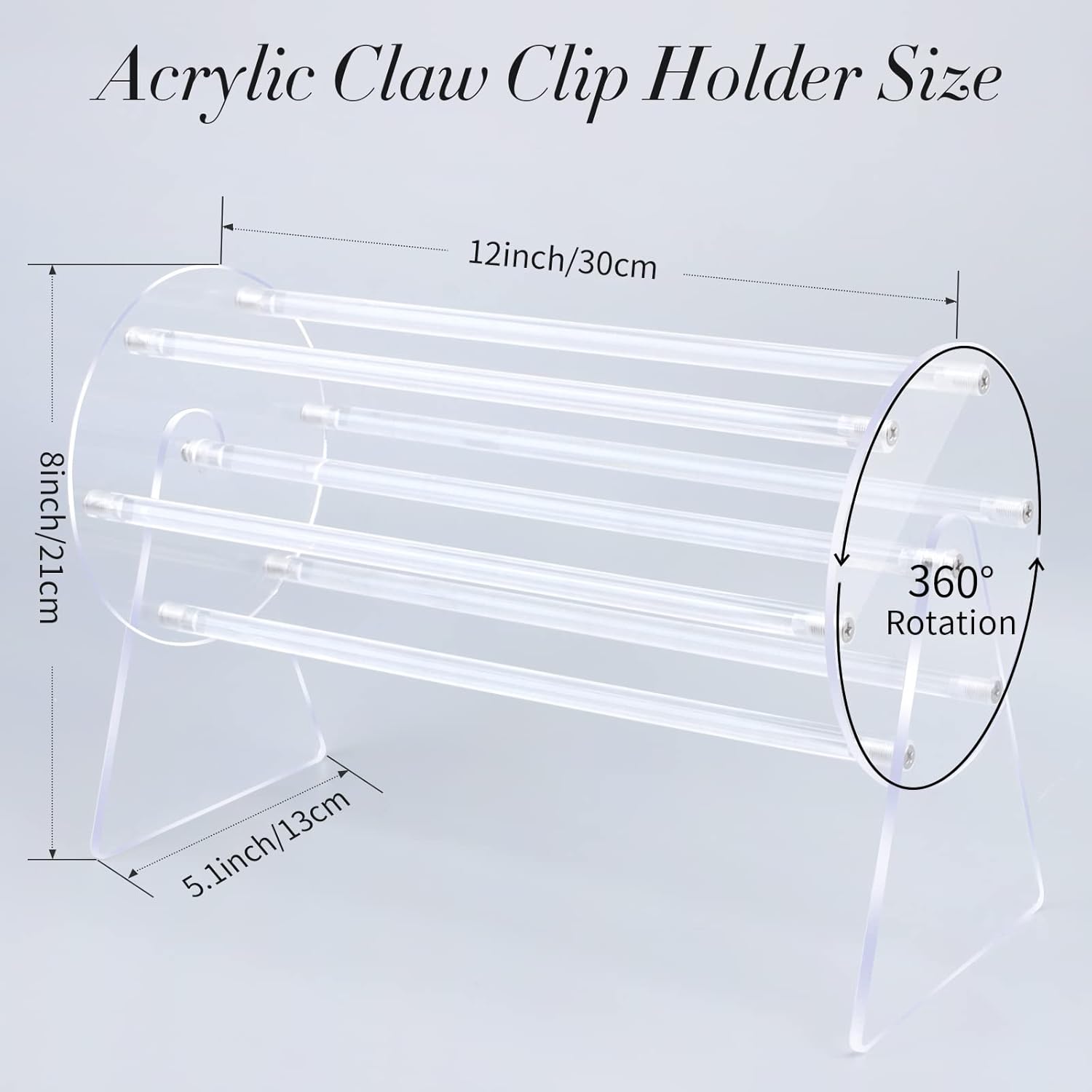Soporte organizador de clip de garra de acrílico, soporte giratorio de 360 grados y almacenamiento, organizador de clips para el cabello, soporte