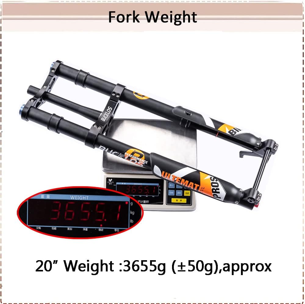 BUCKLOS Fat Tire 5.0 2026 pulgadas Air Electric Mountain Bike Horquilla de suspensión invertida, eje pasante de 0.591 x 5.906 in, 1407.087 in,