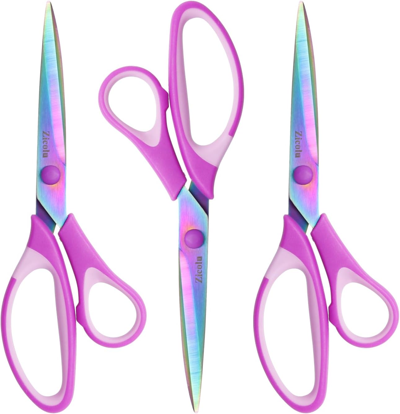 Tijeras de 8.5 pulgadas para todo uso, juego de 3 tijeras de oficina multiusos, hoja afilada de revestimiento de titanio y tijeras resistentes de