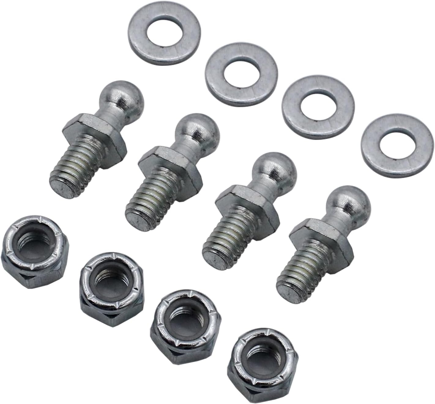 4 pares de pernos de bola de 0.394 in con tuercas de bloqueo de hardware, arandelas de rosca de 516-18 x vástago de 12 pulgadas de largo para