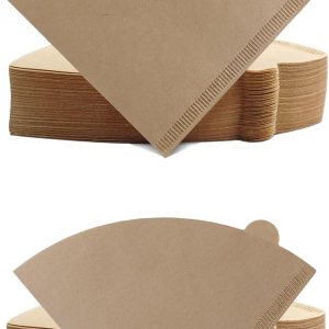 Filtros de café de papel, 200 filtros de café desechables elaborados a mano (marrón, grande) Filtros de café de papel, 200 filtros de café desechables elaborados a mano (marrón, grande)