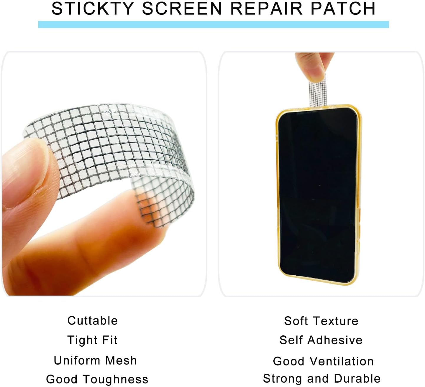 Parches de reparación de pantalla de ventana, kit de reparación de repuesto de puerta mosquitera, kit de reparación de pantalla autoadhesiva,