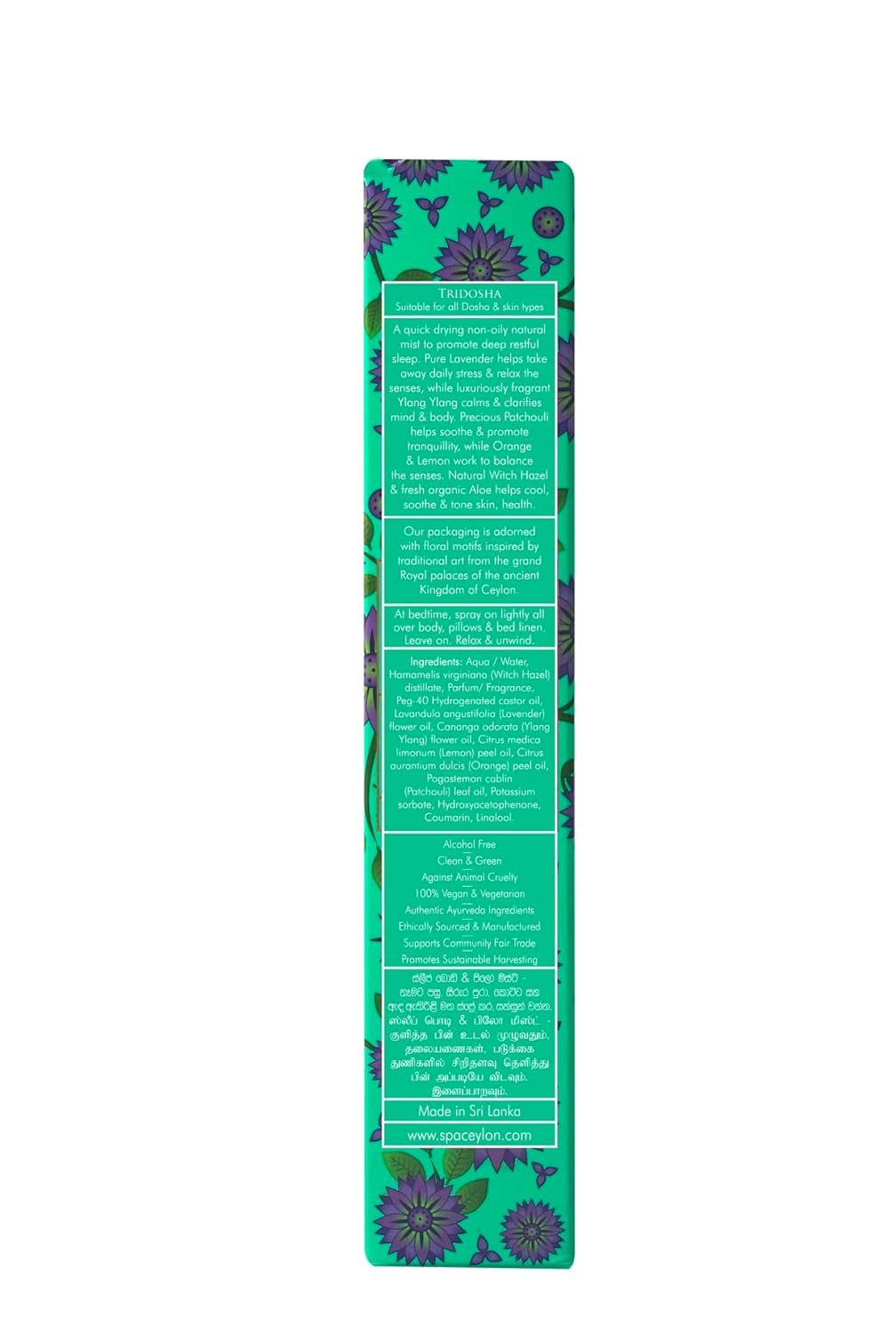 SPA CEYLON Sleep Body & Pillow Mist  Niebla natural no aceitosa  Reduce el estrés  Lujosamente fragante  Adecuado para todo tipo de piel