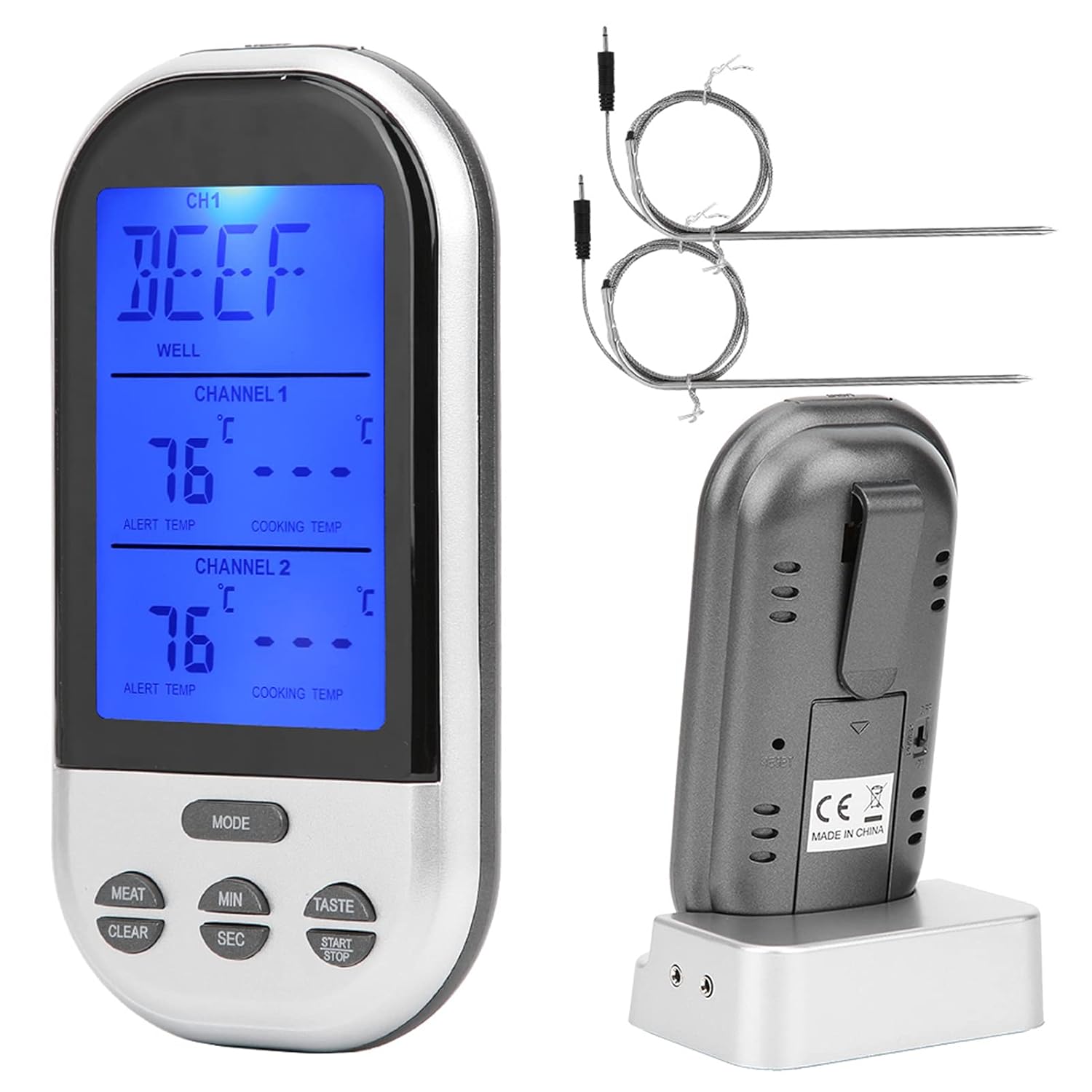 Fydun TSK32S Termómetro de carne doble sonda doble medidor de temperatura digital cocina remota para horno ahumador barbacoa TSK32S termómetro de