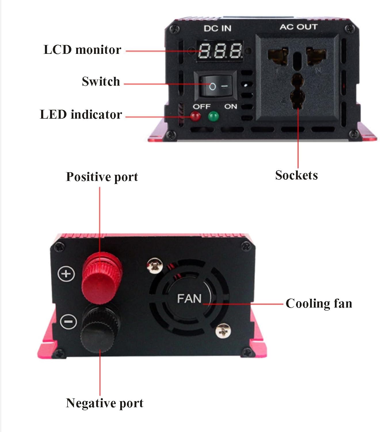 Inversor de onda sinusoidal pura 1000 W, 1600 W, 2200 W, 3000 W, voltaje CC 12 V24 V a CA 110 V220 V, inversor solar, 1600 W, 24 V 110 V