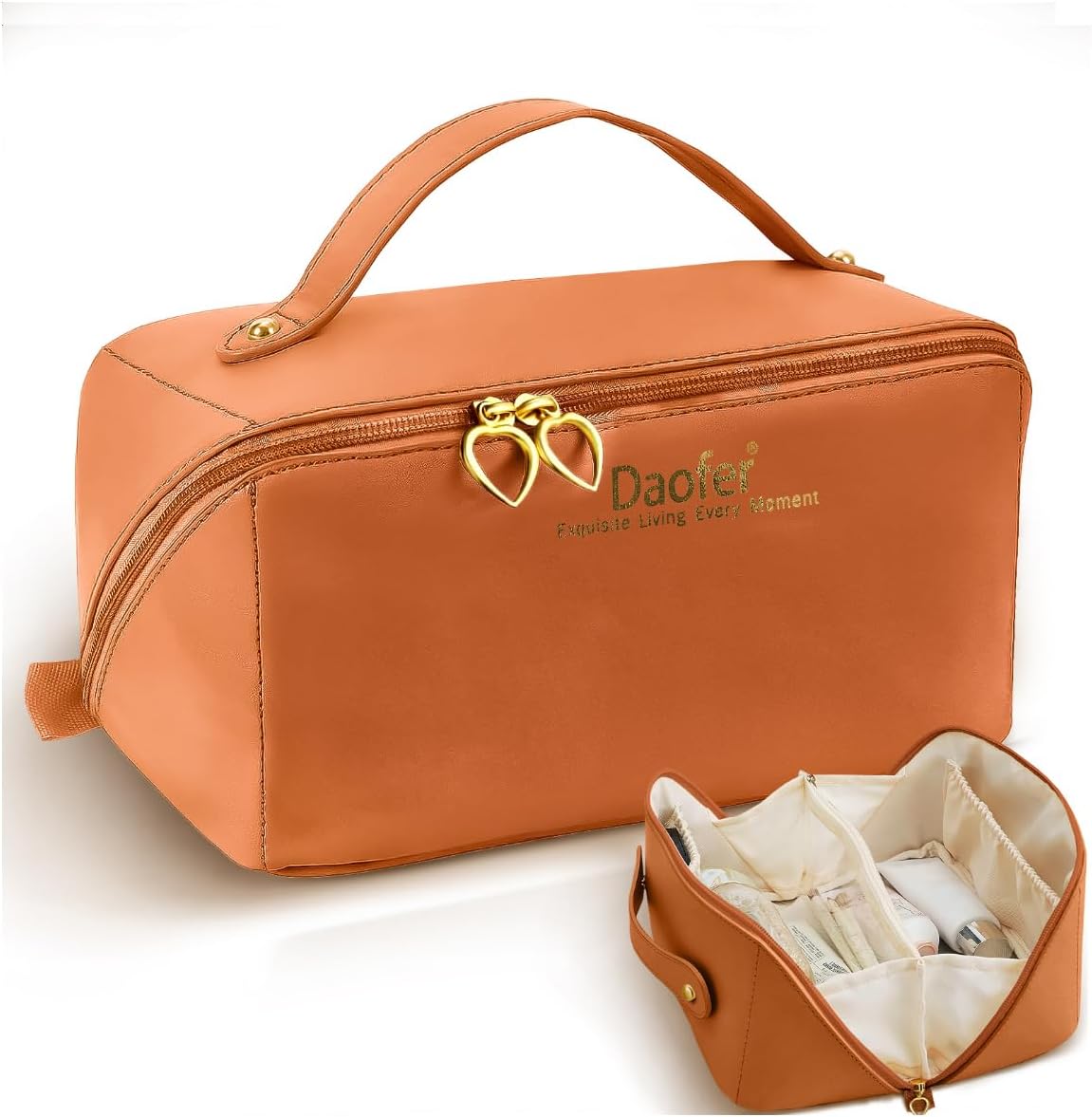 Bolsa de maquillaje organizador de cosméticos de viaje bolsa de aseo de viaje de gran capacidad para mujer, bolsa de cosméticos impermeable con asa
