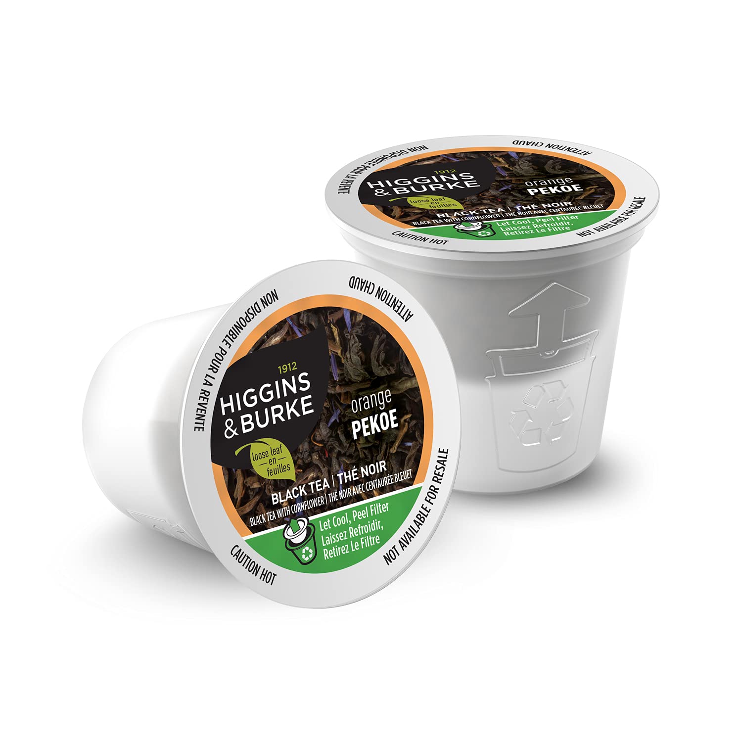 Higgins & Burke Orange Pekoe, té negro de hojas sueltas, cápsulas compatibles con Keurig K-Cup Brewer, 24 unidades