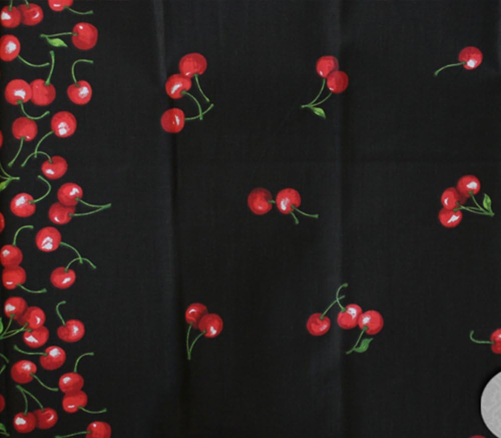 Tela de polialgodón estampada color negro cereza  60 pulgadas de anchovendido por The Yard