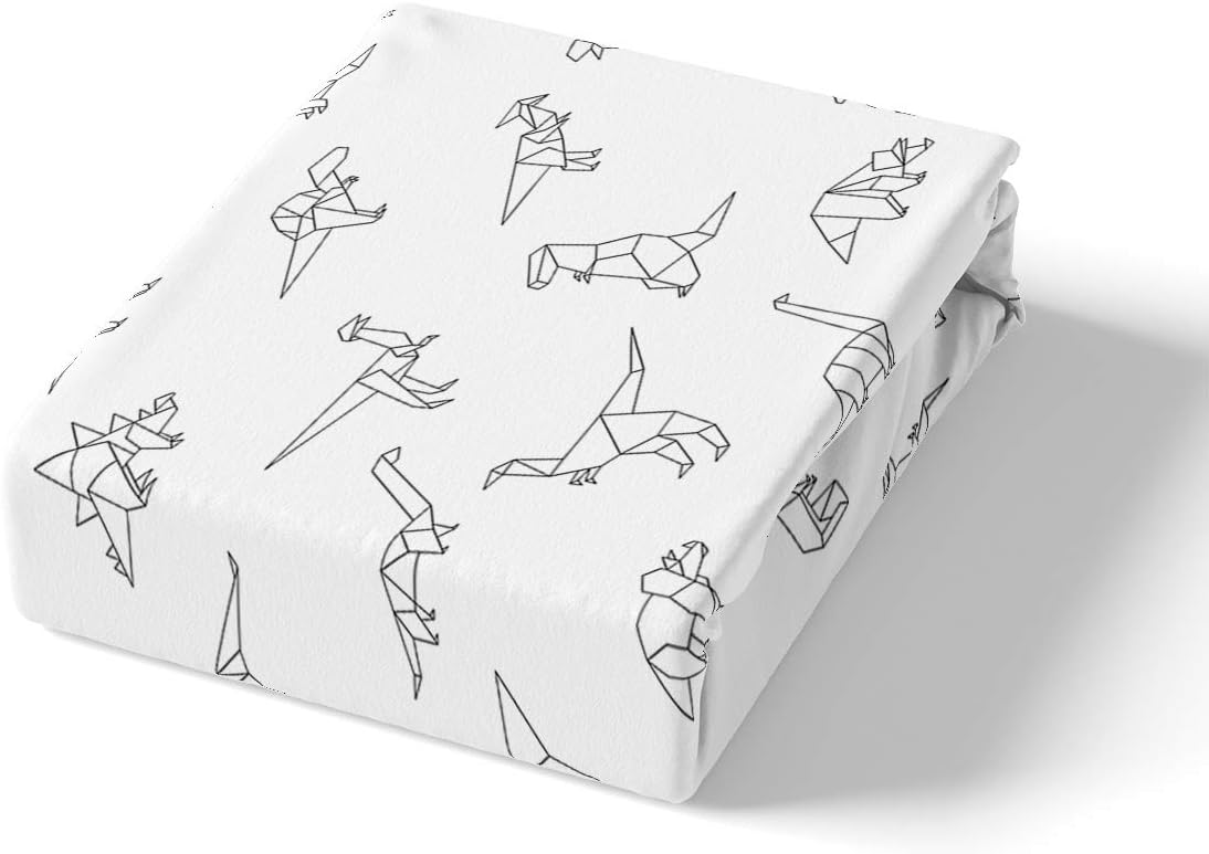 Feelyou Juego de ropa de cama de dinosaurio Origami con diseño de animales divertidos para niños, guardería, color blanco y negro, estilo moderno y