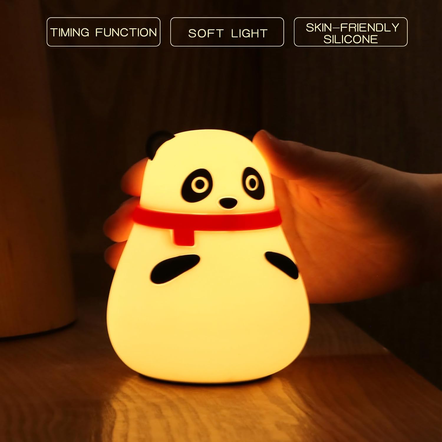 Linda luz nocturna para niños, lámpara de panda, regalos de cumpleaños, lámpara de noche LED suave para niños y bebés, luz nocturna de silicona