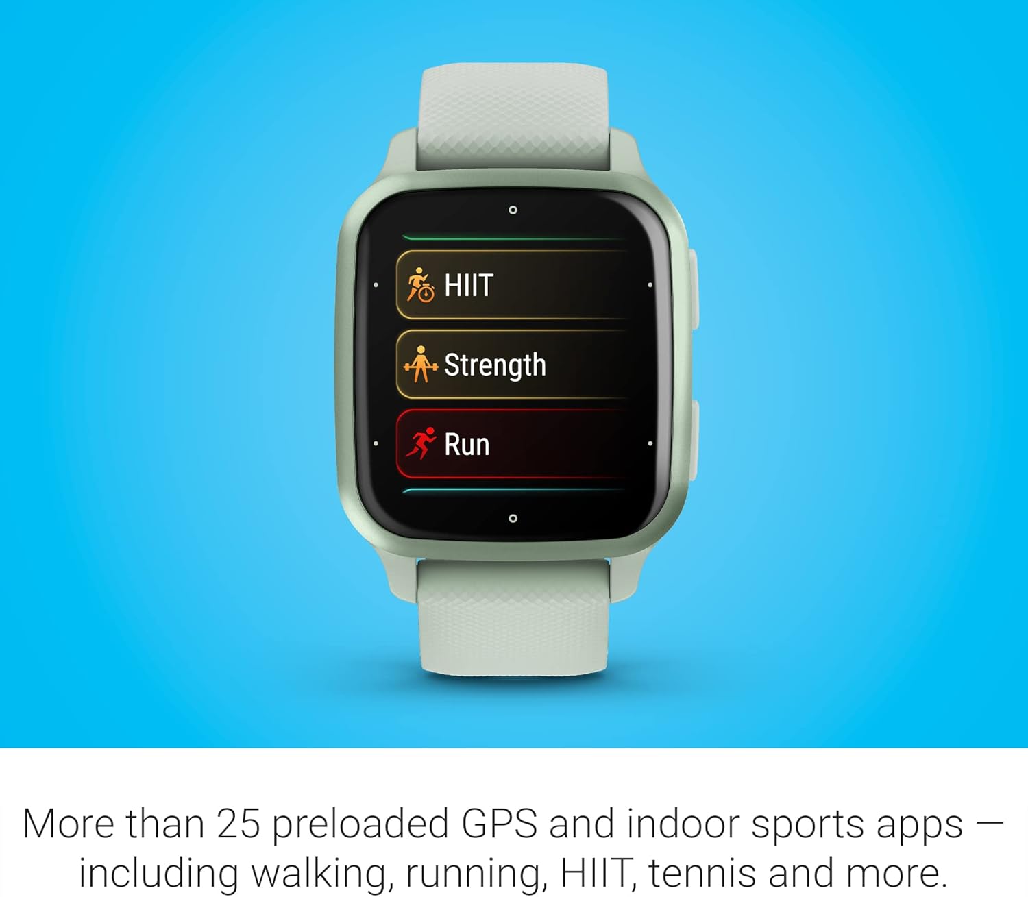 Garmin Reloj inteligente Venu Sq 2 GPS, monitoreo de salud durante todo el día, batería de larga duración, pantalla AMOLED, menta fría (renovado)