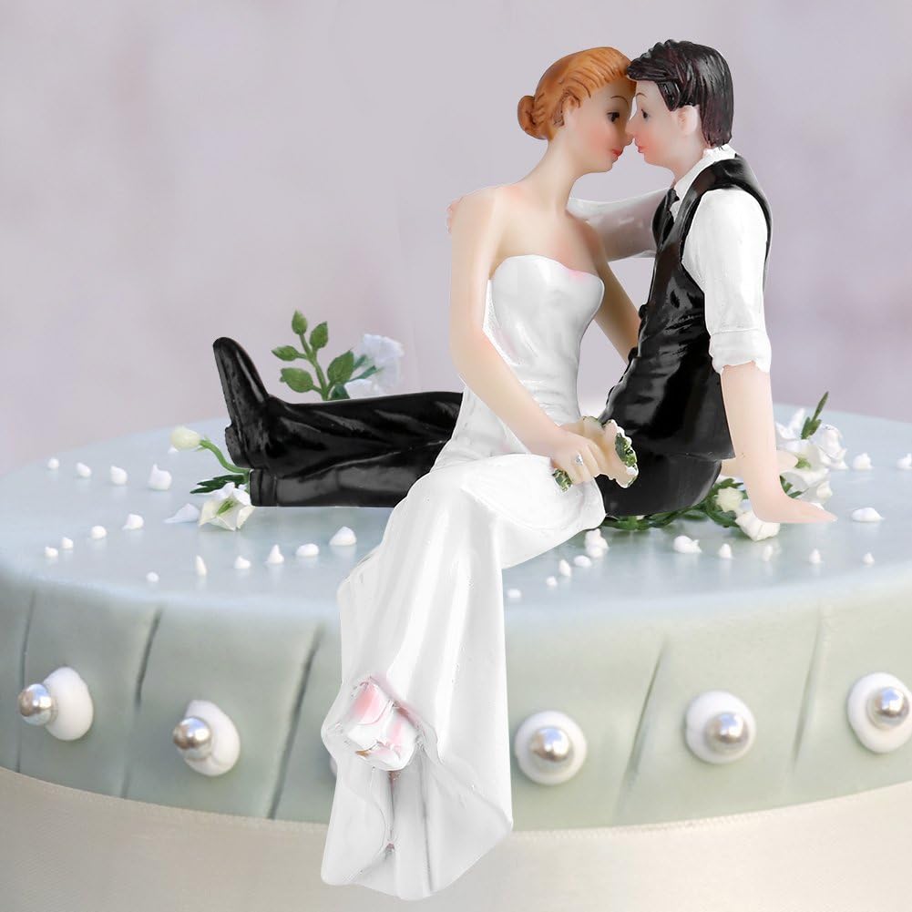 BORDSTRACT Divertidos adornos para tartas de boda, romántica figura de resina con forma de novia y novio, para decoración de fiesta de banquete de