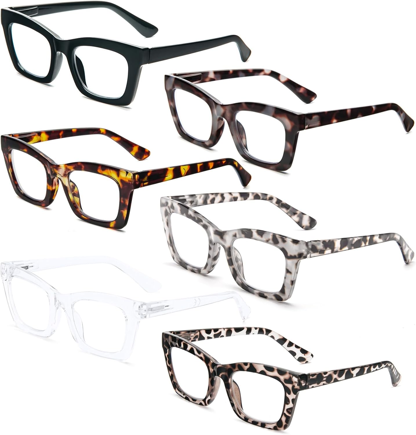 REAVEE Oprah Style – Lentes de lectura para mujer, con bloqueo de luz azul, bonitos lentes cuadrados de gran tamaño, bisagra de resorte
