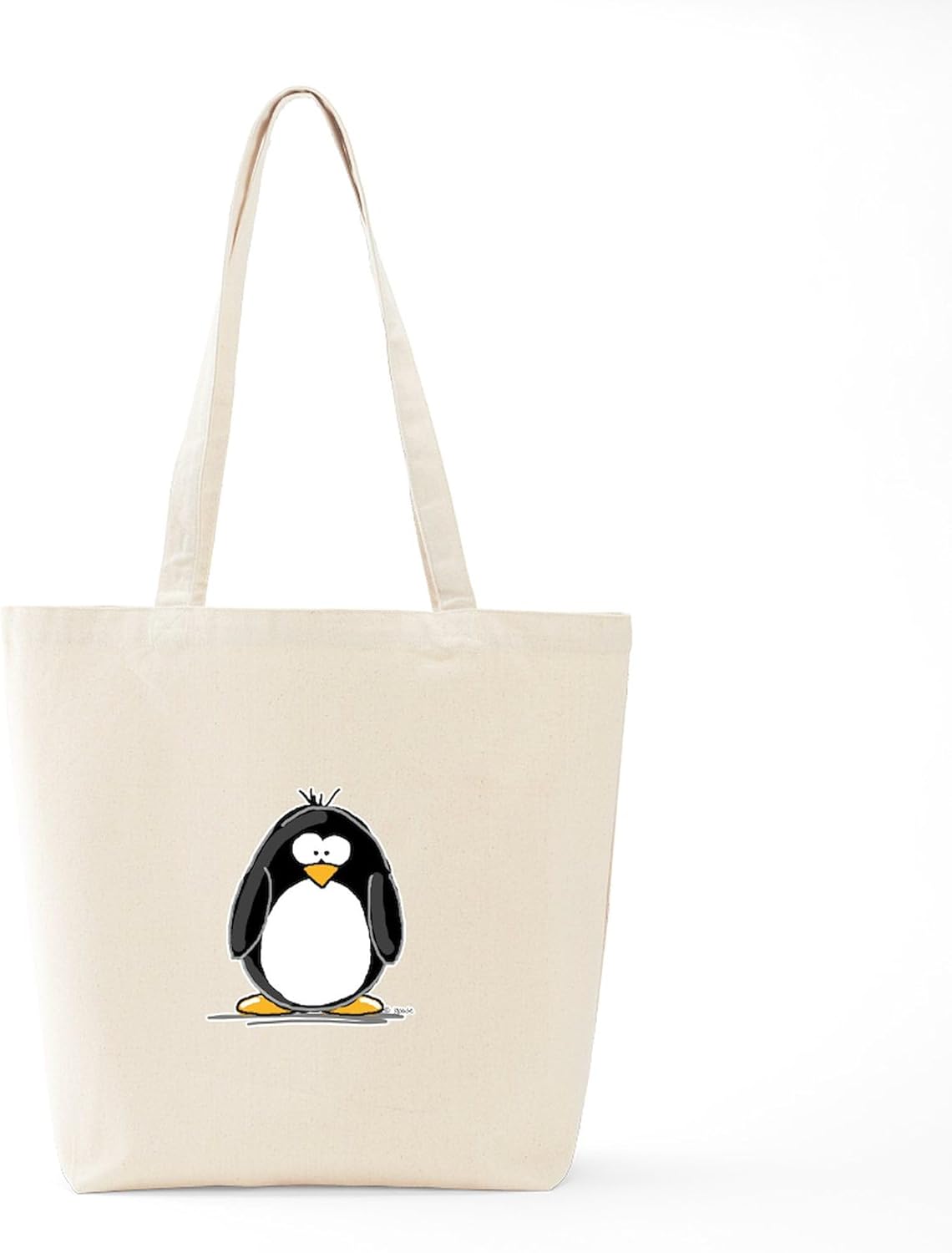 CafePress Penguin Tote Bag Natural Canvas Tote Bag, Bolso de compras de tela, Caqui