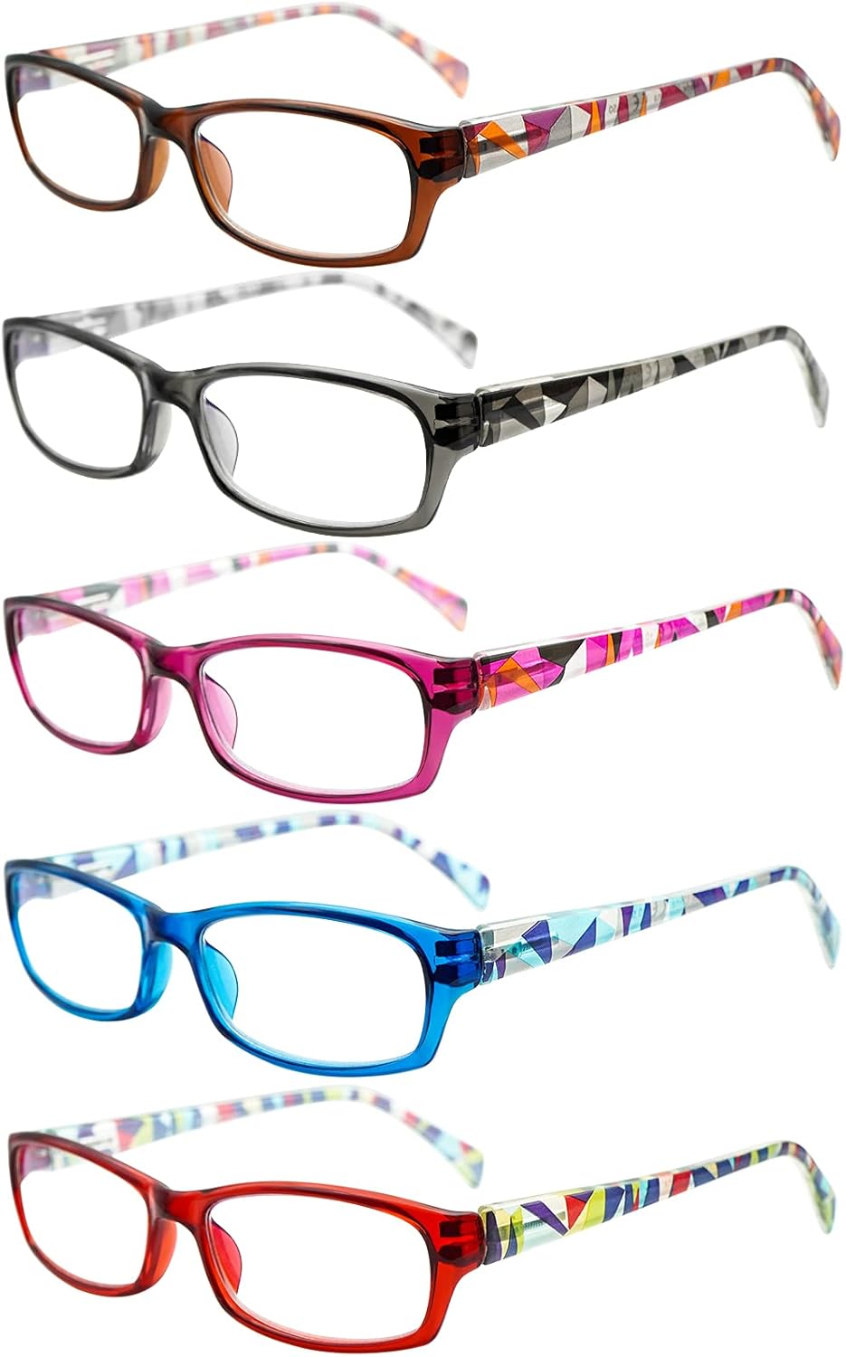 VIDEBLA Paquete de 5 lentes de lectura para computadora para hombres y mujeres, antifatiga ocular, lentes de bloqueo de luz azul para leer (5