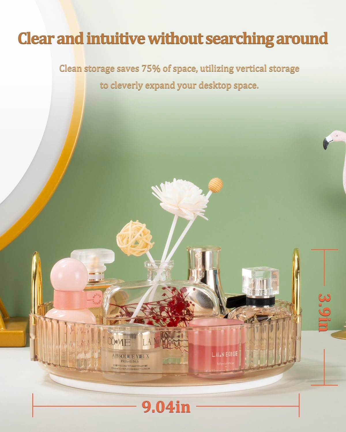 Organizador de maquillaje giratorio de 360, organizador de mostrador de baño, organizador de cuidado de la piel, organizadores de maquillaje y