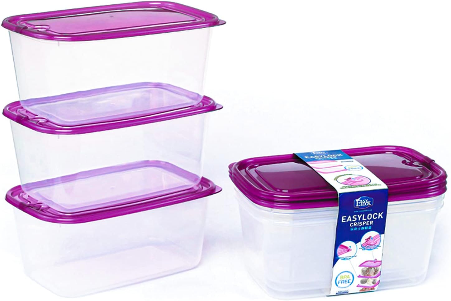 KIGI Paquete de 6 recipientes de plástico para almacenamiento de alimentos con tapas, recipientes herméticos cuadrados para preparación de comidas,