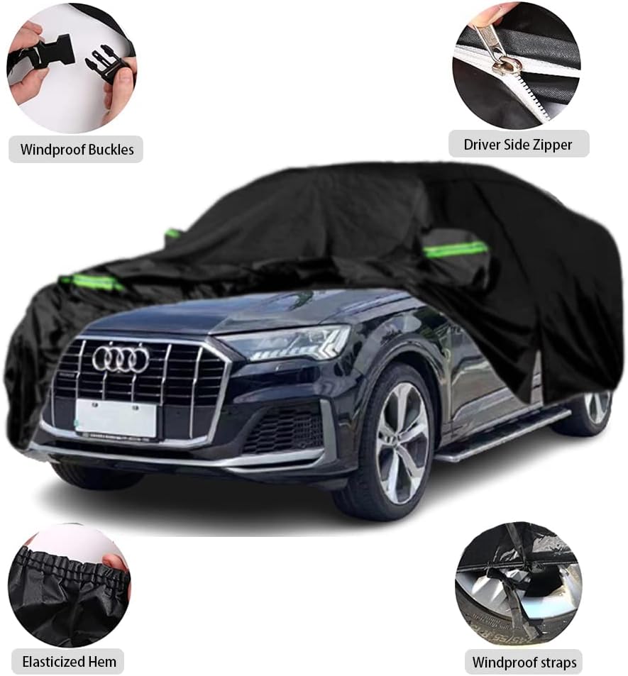 Fundas impermeables para automóvil compatibles con Audi Q7SQ7 2006-2023, para todo tipo de clima, ajuste personalizado, con puerta con cremallera