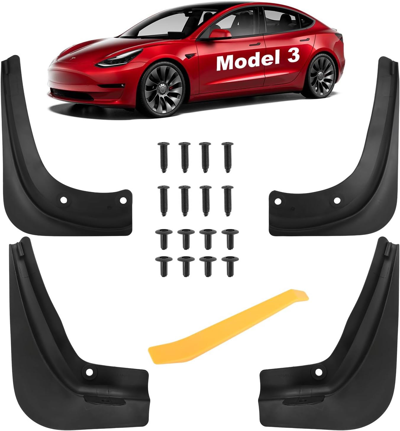 Tesla Model 3 – Juego de 4 protectores contra salpicaduras para Tesla Model 3, 2023, 2022, 2021, modelo 3, protección sin necesidad de taladrar,