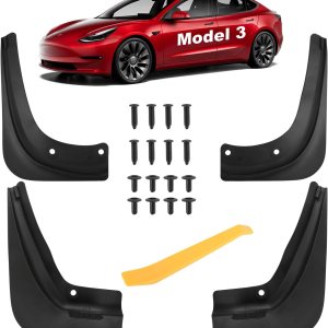 Tesla Model 3 – Juego de 4 protectores contra salpicaduras para Tesla Model 3, 2023, 2022, 2021, modelo 3, protección sin necesidad de taladrar, Tesla Model 3 – Juego de 4 protectores contra salpicaduras para Tesla Model 3, 2023, 2022, 2021, modelo 3, protección sin necesidad de taladrar,
