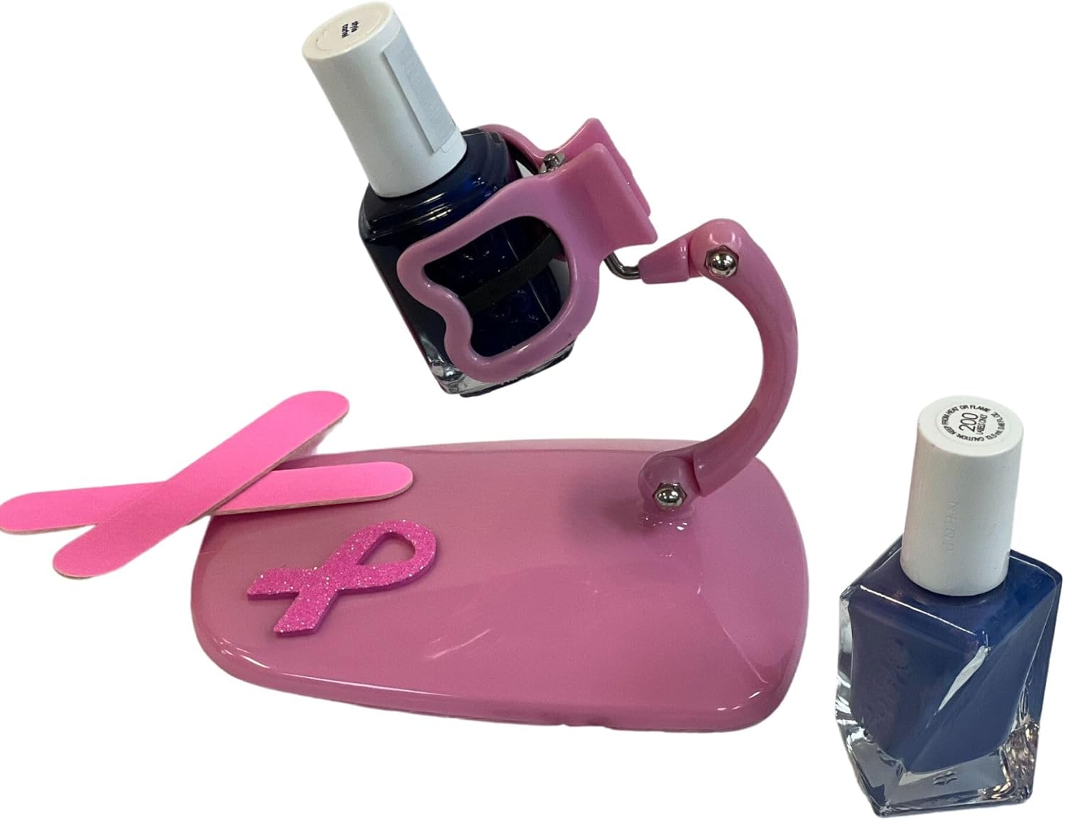Grip & Tip Soporte de esmalte de uñas rosa para concientización sobre el cáncer de mama, herramienta de pulido de manicura y pedicura, soporte