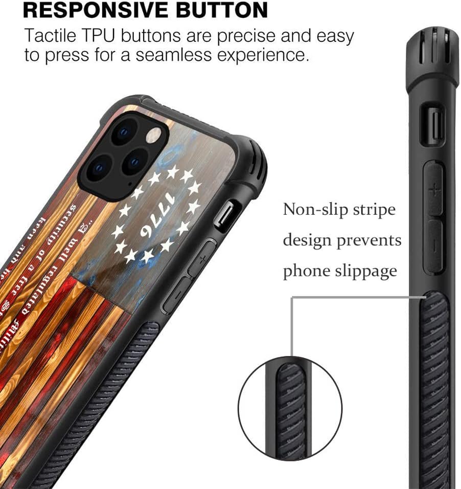 TnXee Funda compatible con iPhone 13 Mini, Betsy Ross de 13 estrellas de madera con diseño de patrón 1776 para iPhone 13 Mini, fundas para hombres y