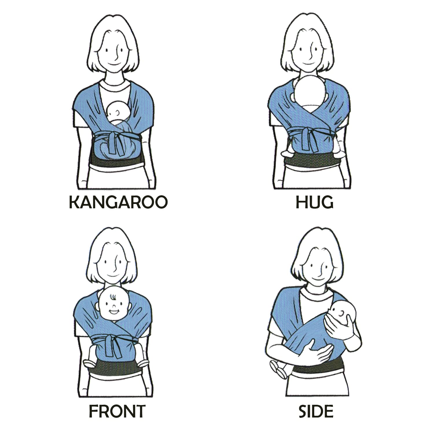 Portabebés, portabebés ajustable para recién nacidos a niños pequeños, eslinga elástica original, perfecta para bebés recién nacidos y niños (azul)