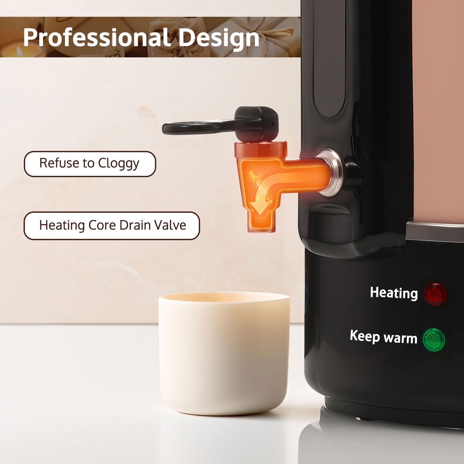 OFFNOVA Derretidor de cera para hacer velas, olla de fusión de cera de vela de 6L con boquilla de núcleo de calefacción y pantalla digital, ideal