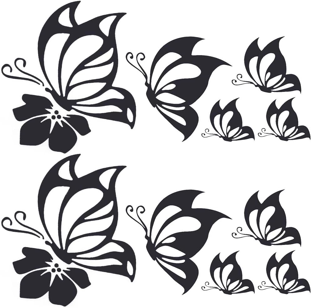 GORGECRAFT Juego de 2 hojas de calcomanías de mariposa para automóvil, calcomanías impermeables de vinilo para mujer, calcomanías reflectantes para