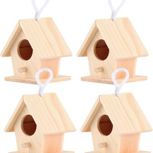 Fydun 4 piezas de madera al aire libre casa colgante pájaro descansando nidos caja decoración jardín ornamento 4 piezas al aire libre pájaro de Fydun 4 piezas de madera al aire libre casa colgante pájaro descansando nidos caja decoración jardín ornamento 4 piezas al aire libre pájaro de