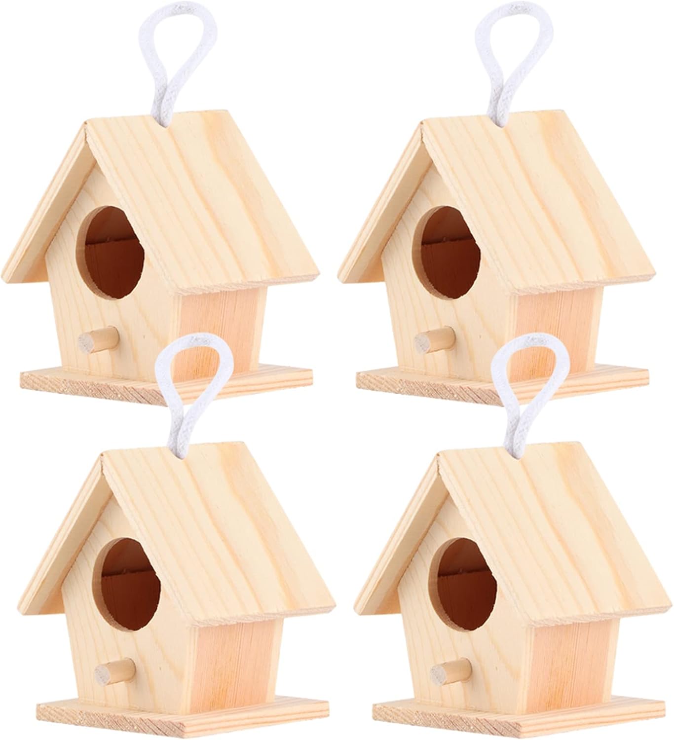 Fydun 4 piezas de madera al aire libre casa colgante pájaro descansando nidos caja decoración jardín ornamento 4 piezas al aire libre pájaro de