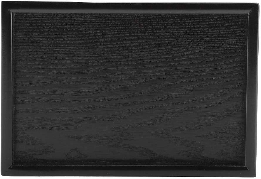 Bandeja de madera maciza con forma rectangular para té, café, bebidas, aperitivos, desayuno, restaurante, vajilla de comedor (8.66 x 5.91 pulgadas)