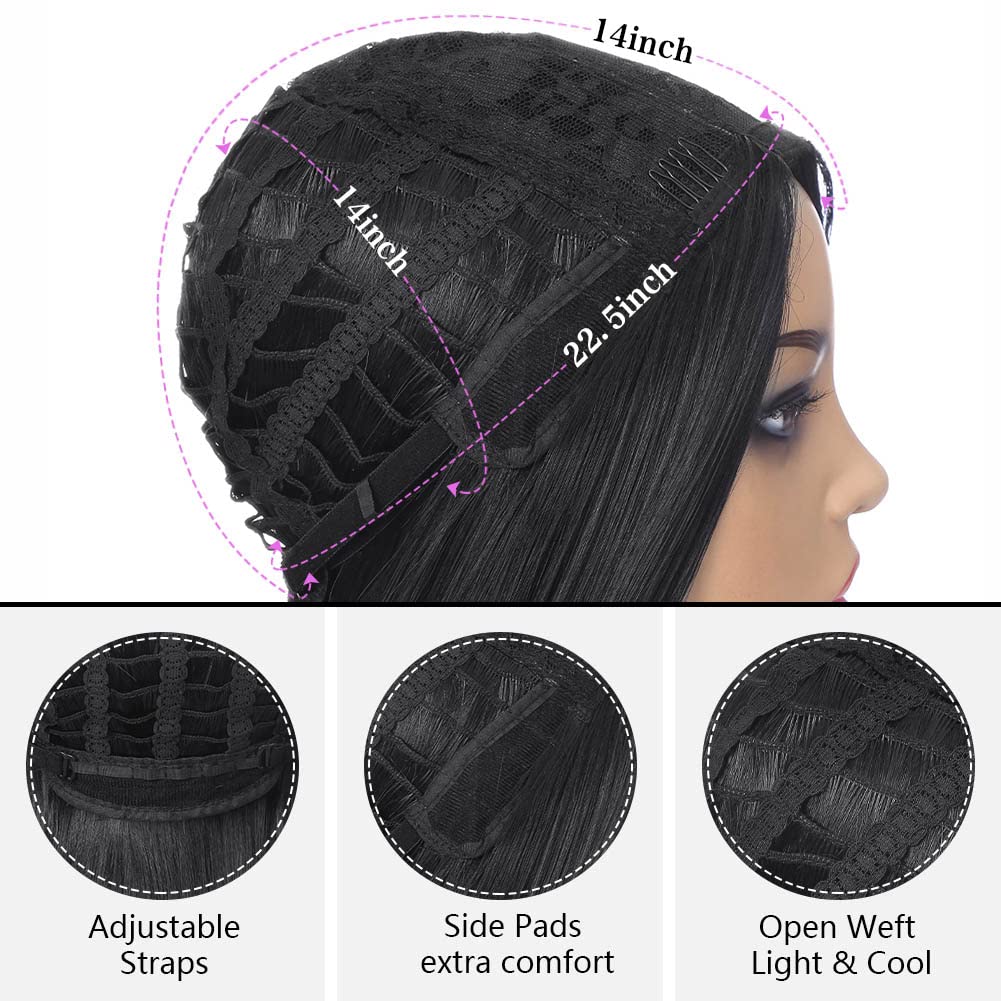 WIGER – Pelucas para mujeres y niñas con raíces oscuras con color degradado de cabello sintético naturalmente lacio y largo, resistente al calor y