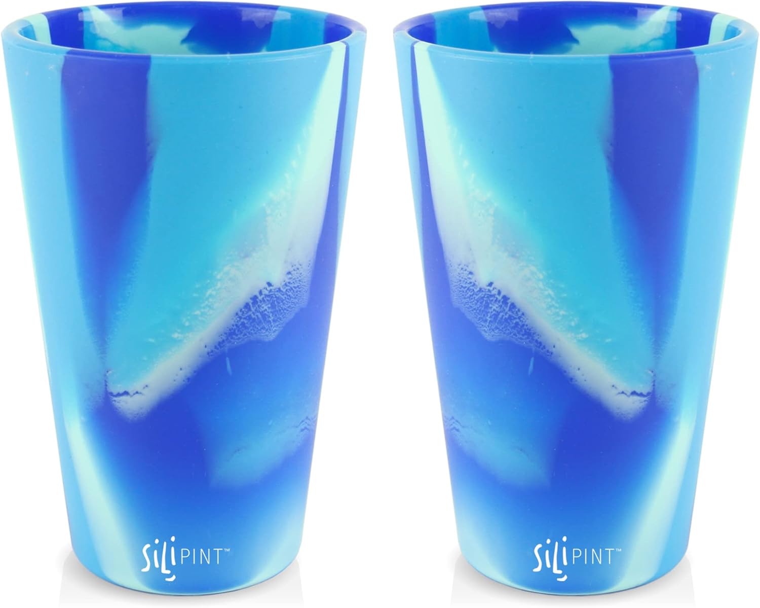 Silipint Vasos de silicona para pintas paquete de 2 vasos irrompibles de 16 onzas, flexibles, calientesfríos, reutilizables, de fácil agarre