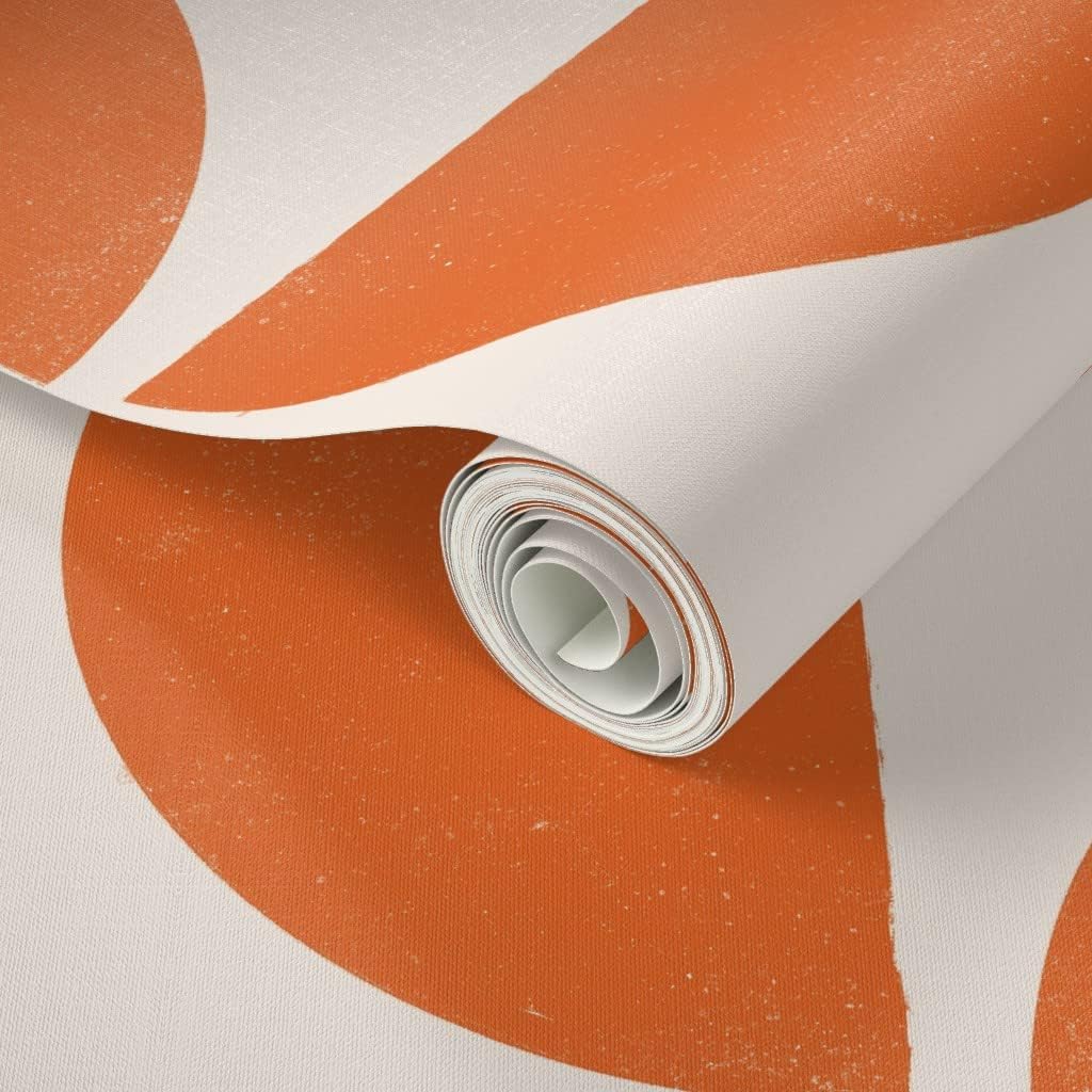 Spoonflower Papel tapiz autoadhesivo de 3 x 2 pies – formas retro geométricas a gran escala MCM minimalismo personalizado extraíble