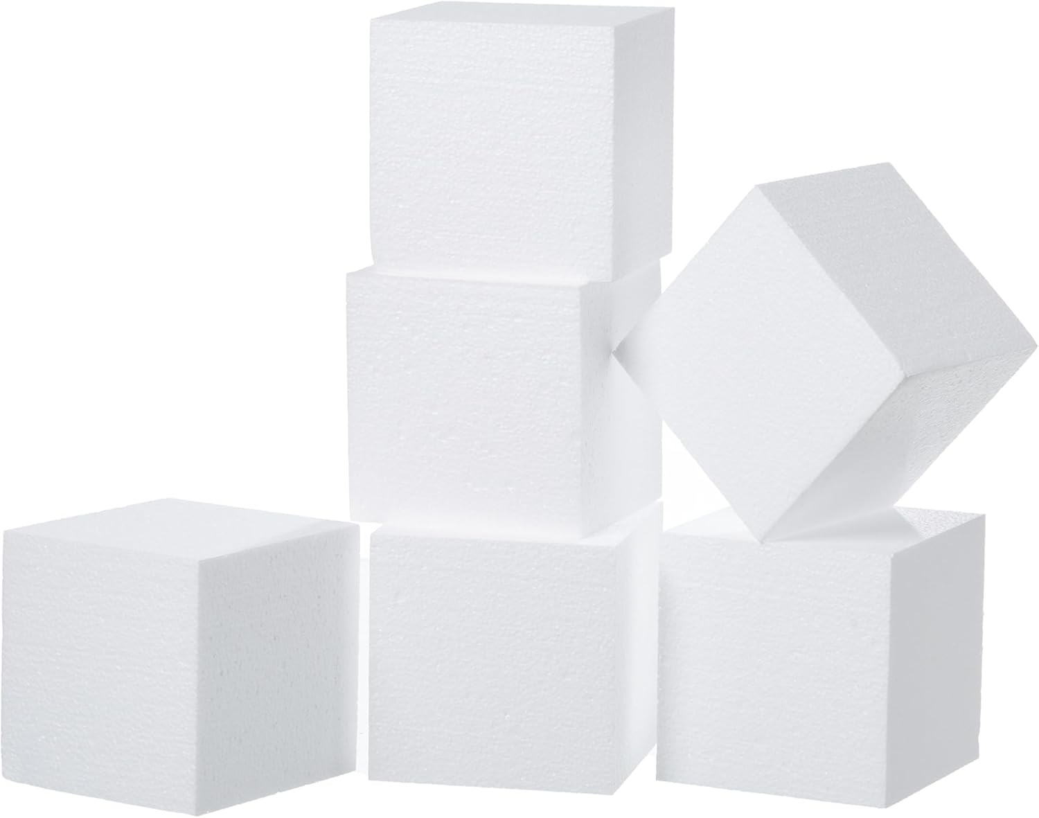 Crafare Paquete de 6 bloques cuadrados de espuma de 4 x 4 x 4 pulgadas, cubos de espuma para manualidades, artes, proyectos escolares, esculturas,