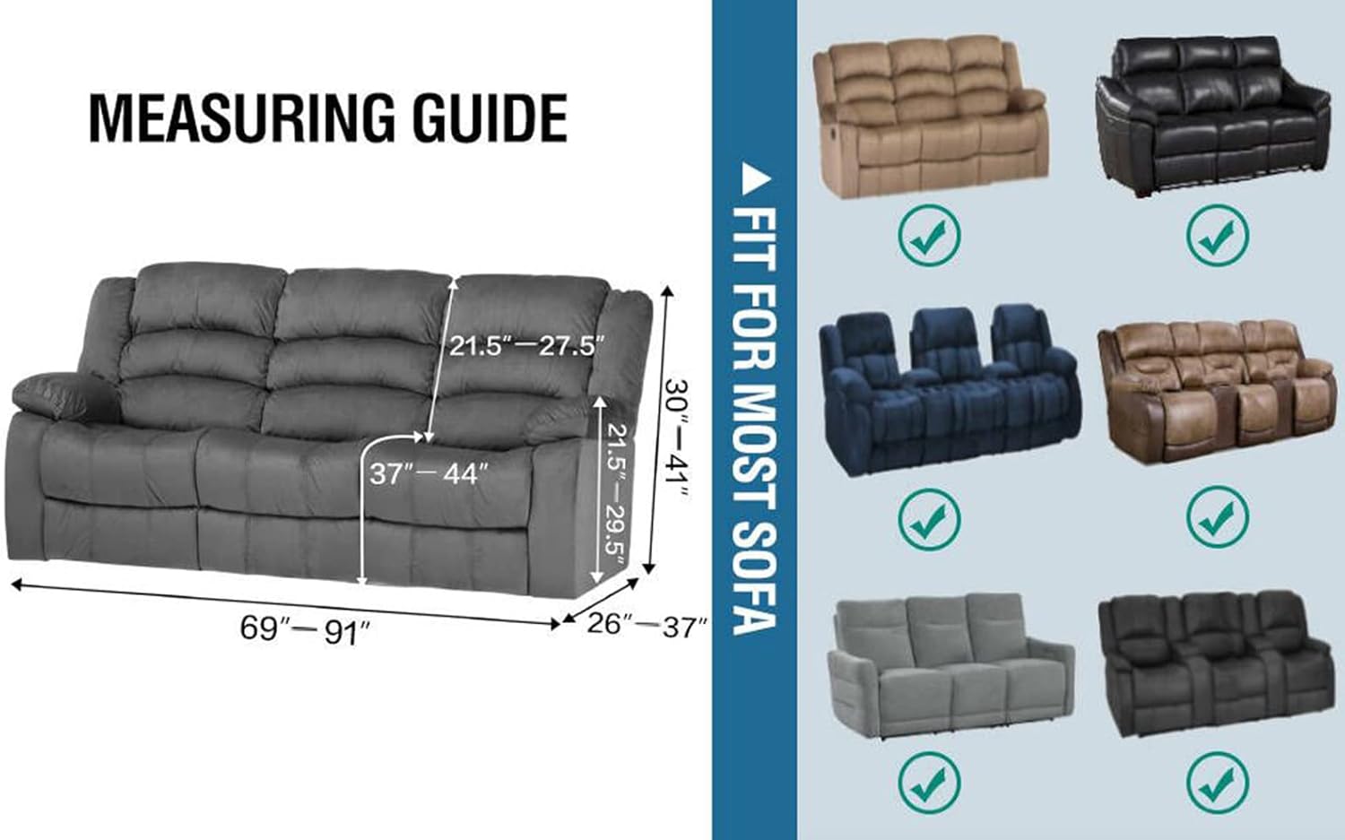 IMYOGI Fundas para sofá de alta elasticidad de terciopelo para sofá reclinable de 1, 2 y 3 plazas, protector de muebles con parte inferior elástica
