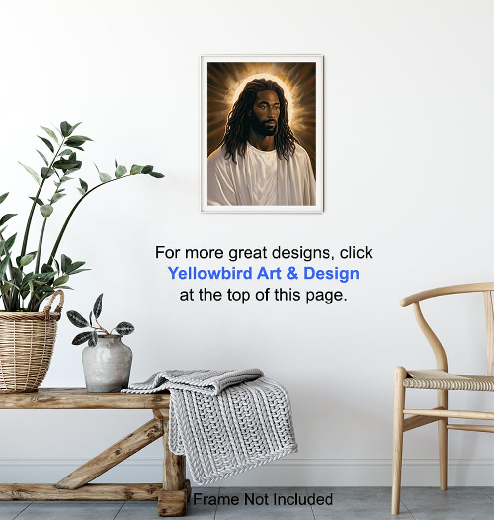 Jesus Wall Decor for Black Men – Christian Wall Art Jesus Poster for Women – Bible Verse Black Art Man cave Decor – masculine Religious Wall Art –