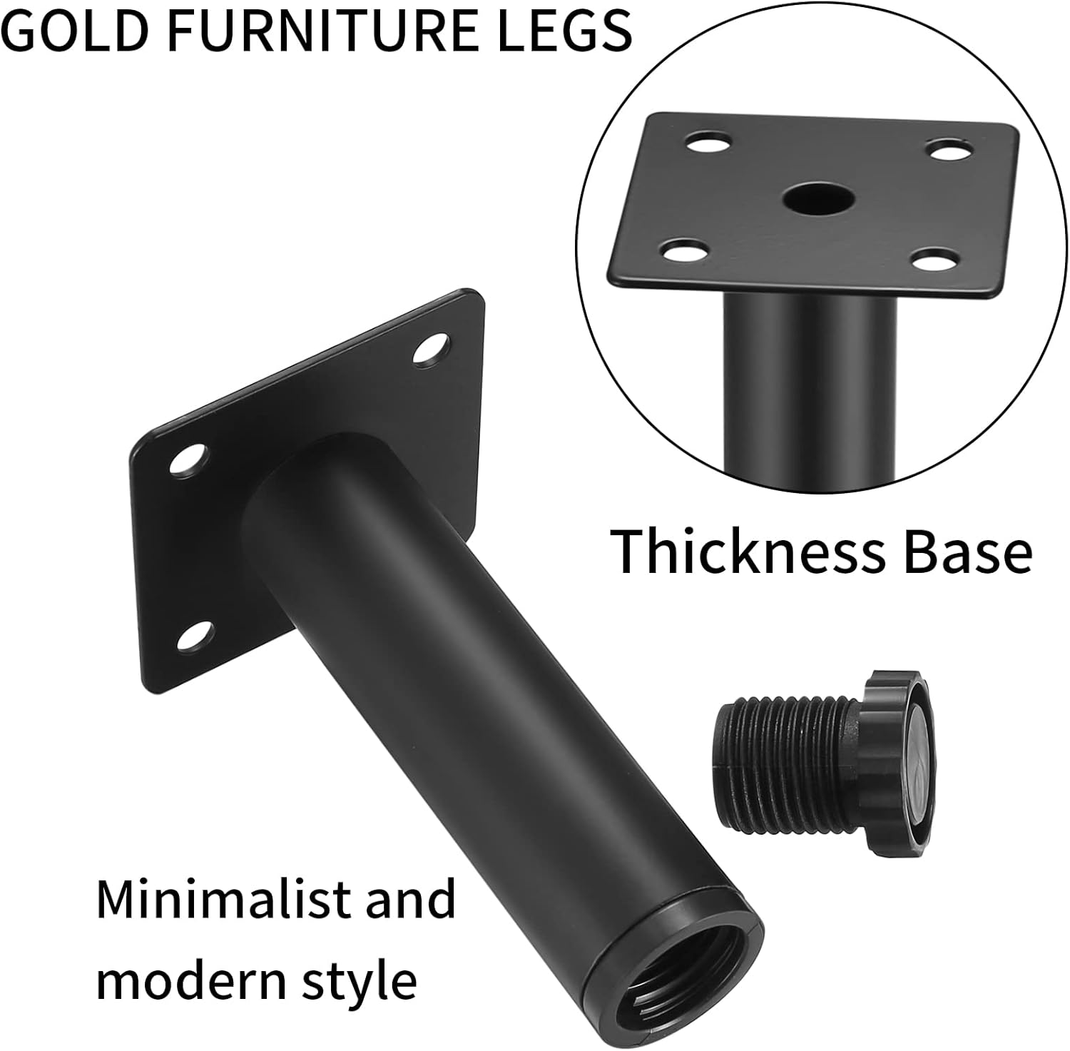 Fulushouxi 4 patas de muebles, patas de metal para gabinete, patas ajustables de 7 pulgadas para estantes de cocina, sofá, mesa, silla, escritorio,