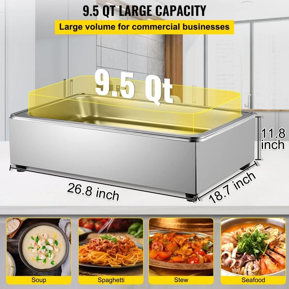 Mesa de vapor comercial para calentar alimentos con tapa, calentadores eléctricos de sopa de 1 olla de tamaño completo, equipo de buffet Bain Marie