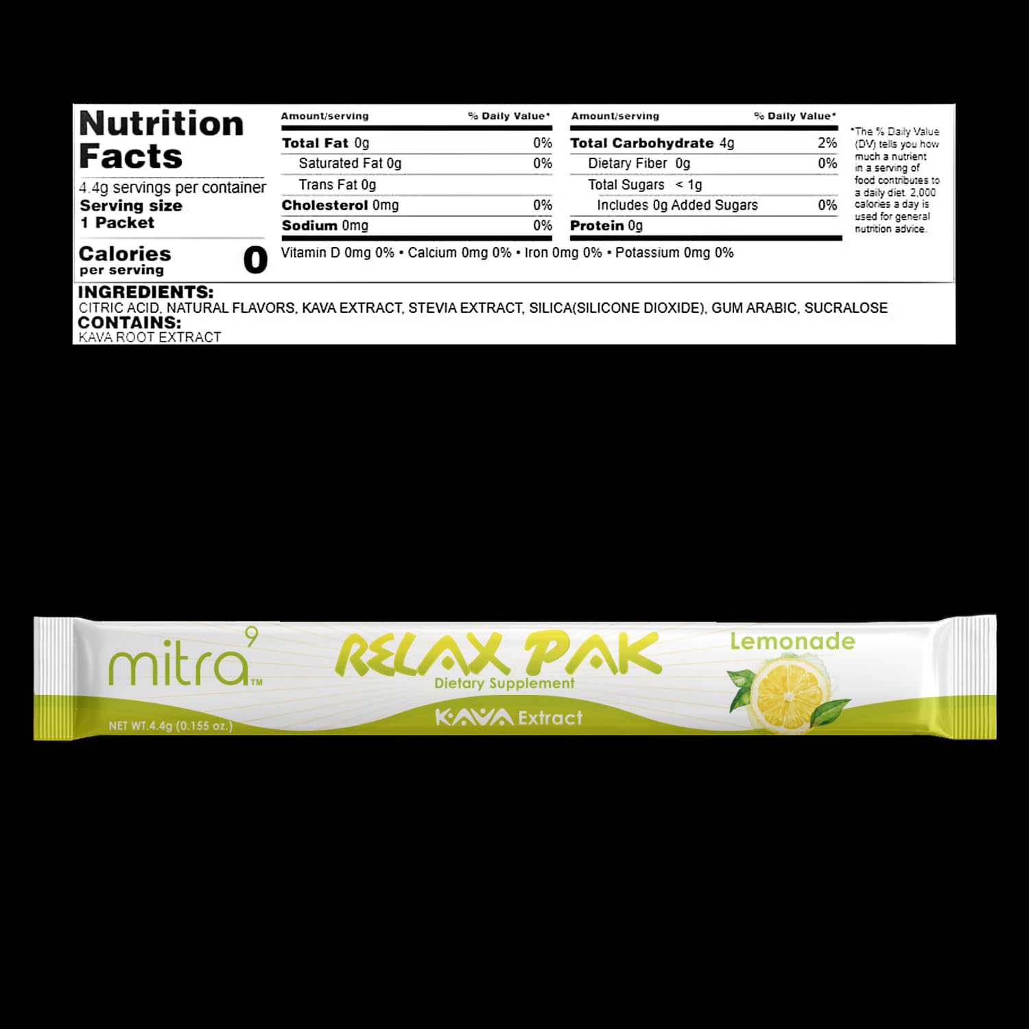 MITRA-9 Kava Powder RelaxPak – Paquetes de polvo de extracto de kava de limonada  Potenciador del estado de ánimo  A base de plantas  Promueve la