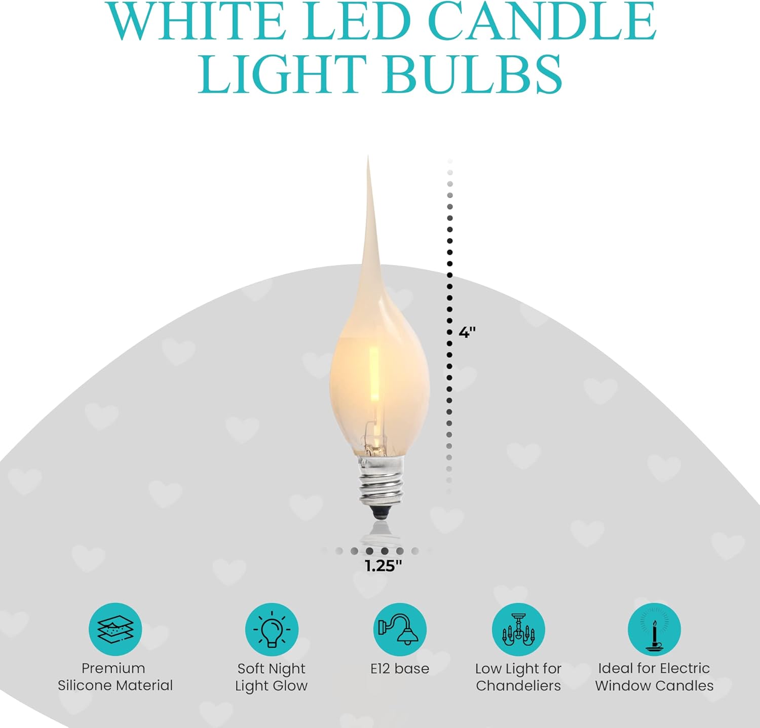 Bombillas LED de vela sumergidas de silicona, color blanco brillante, bombillas LED de silicona para velas, 12 unidades, 7 vatios, equivalente a