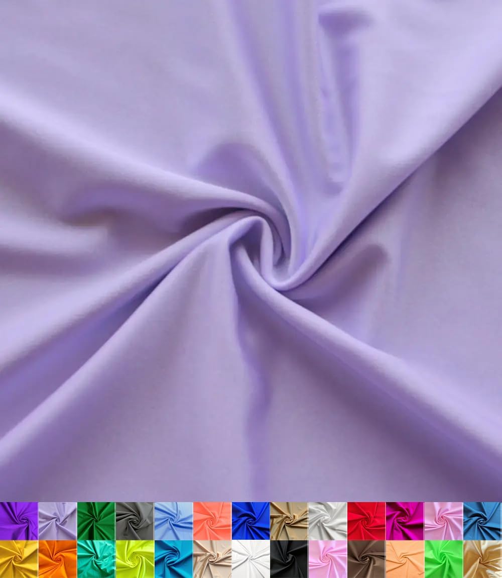 Tela de nailon y elastano  80% nailon, 20% elastano  Ropa de baño, tela deportiva  Elástico en 4 direcciones  Deportes, Danza, Yoga (Lila, 2 yardas)