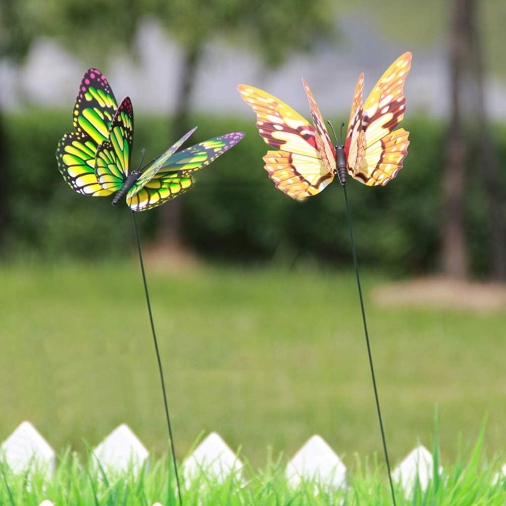 NUOBESTY Decoración de estacas de jardín de mariposas, mariposas falsas, decoración de patio, estacas de mariposas 3D para interiores y exteriores,