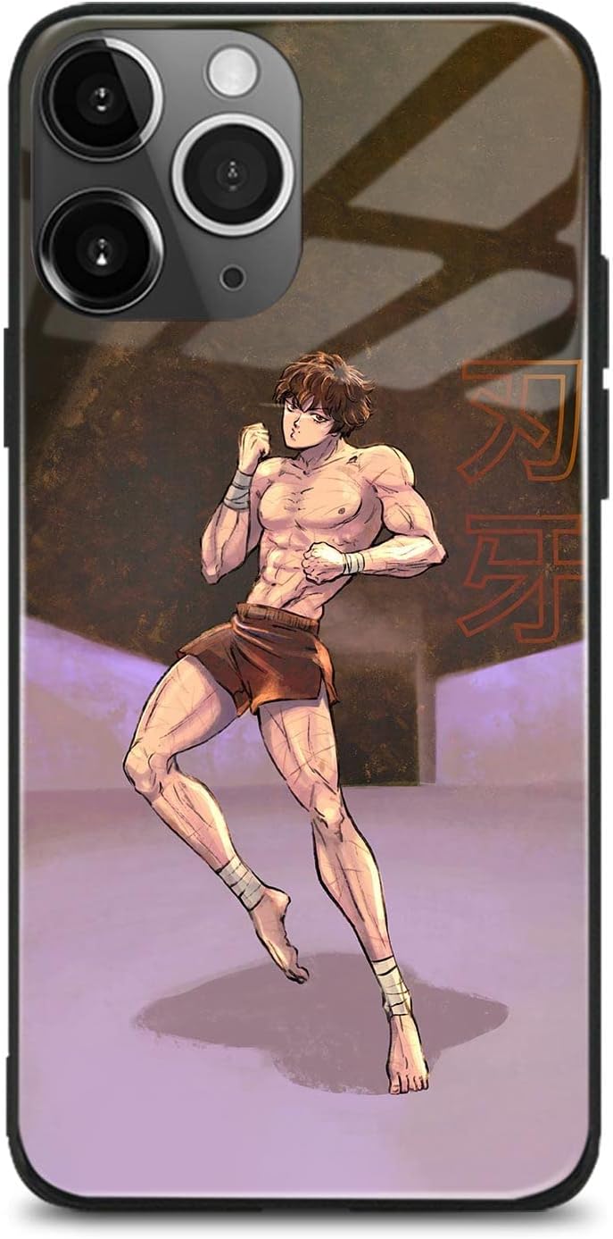 Funda protectora para teléfono celular con diseño de manga de anime japonés antideslizante y brillante (para iPhone 11 Pro Max, Baki Hanma)