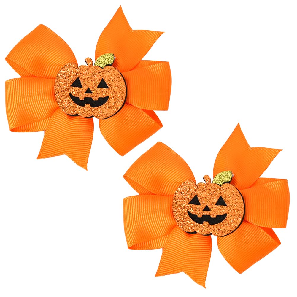 Lazos para el pelo de Halloween, pinzas para el pelo de calabaza para niñas, lindos pasadores de Halloween para niñas pequeñas, clip de pelo con